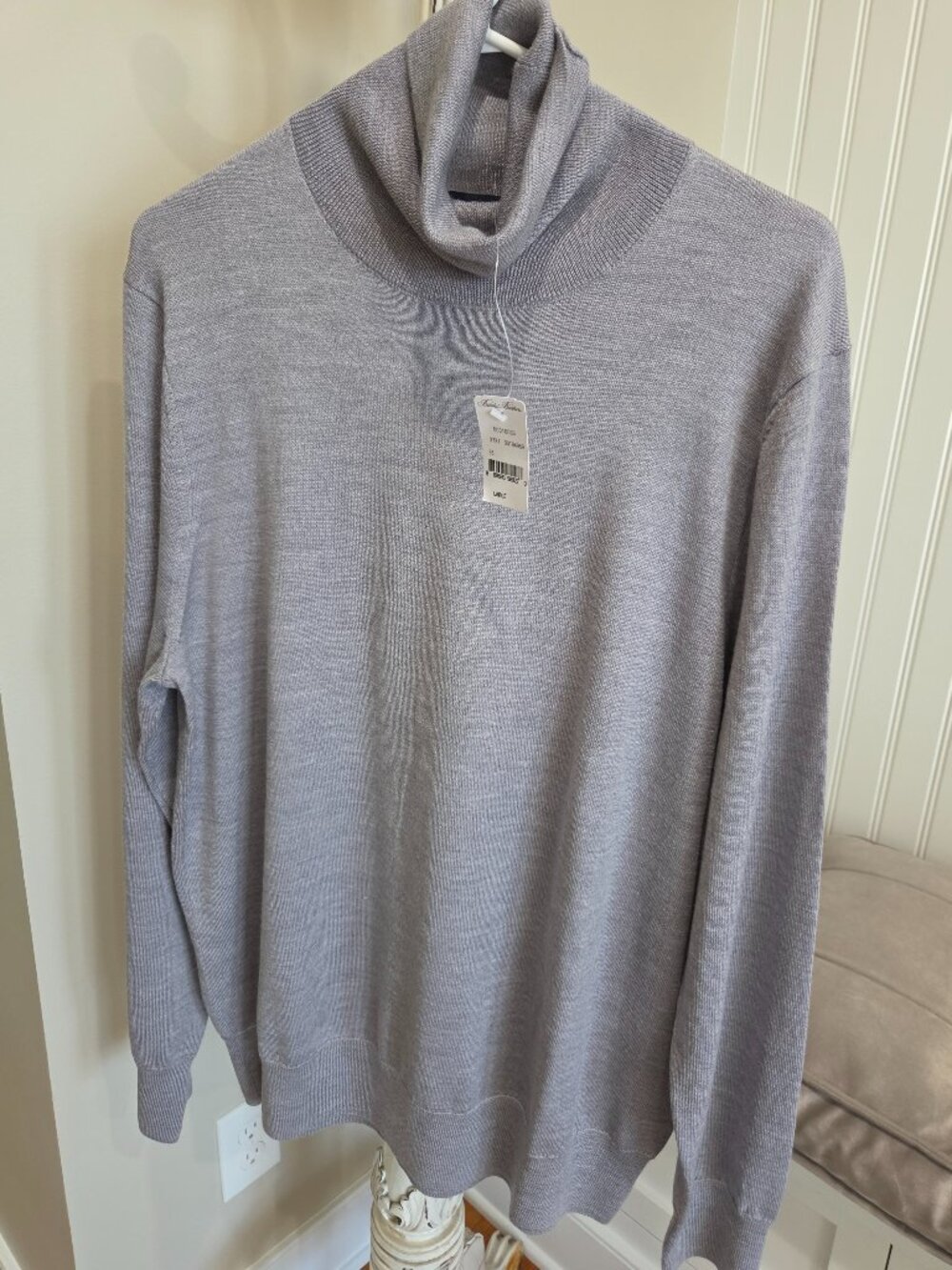 Men's Brooks Brothers Merino Wool Turtleneck Sweater Large Gray NEW
